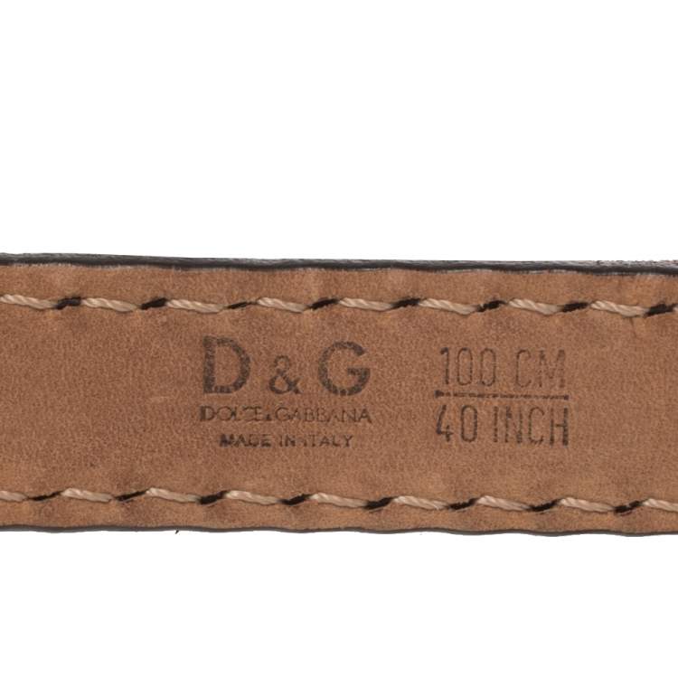 Pre Owned D&G Brown/White Cow Print Calfhair and Leather Logo Belt 100CM