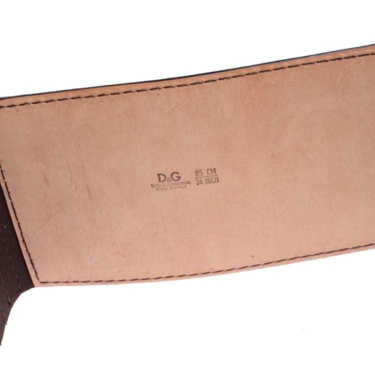 Pre Owned D&G Dark Brown Leather and Elastic Band Waist Belt 85 CM