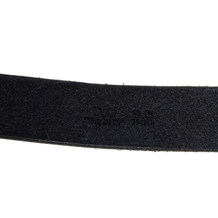 Pre Owned D & G Black Leather Buckle Belt 95CM