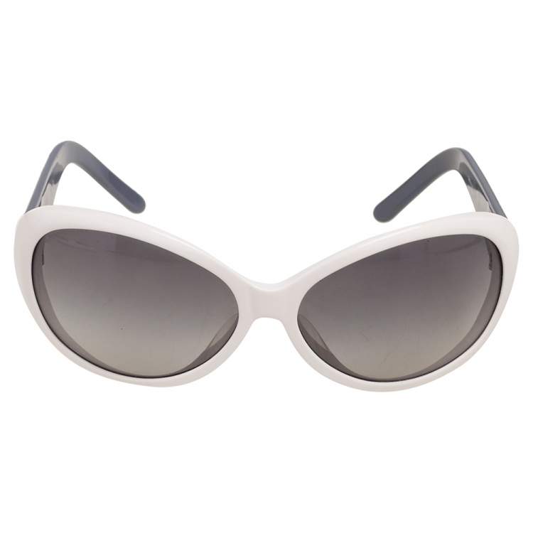 Pre Owned D&G White / Grey Gradient 3030A Oval Sunglasses