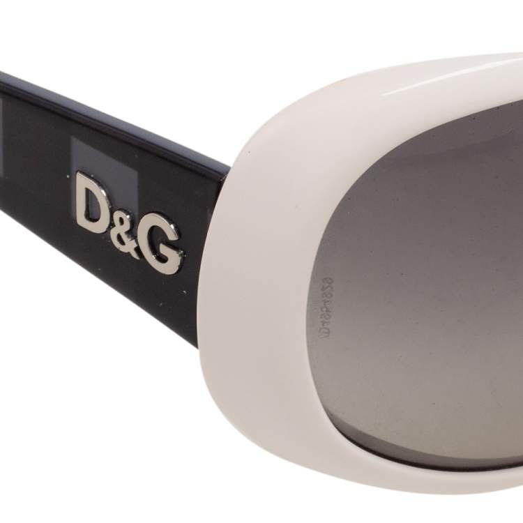 Pre Owned D&G White / Grey Gradient 3030A Oval Sunglasses