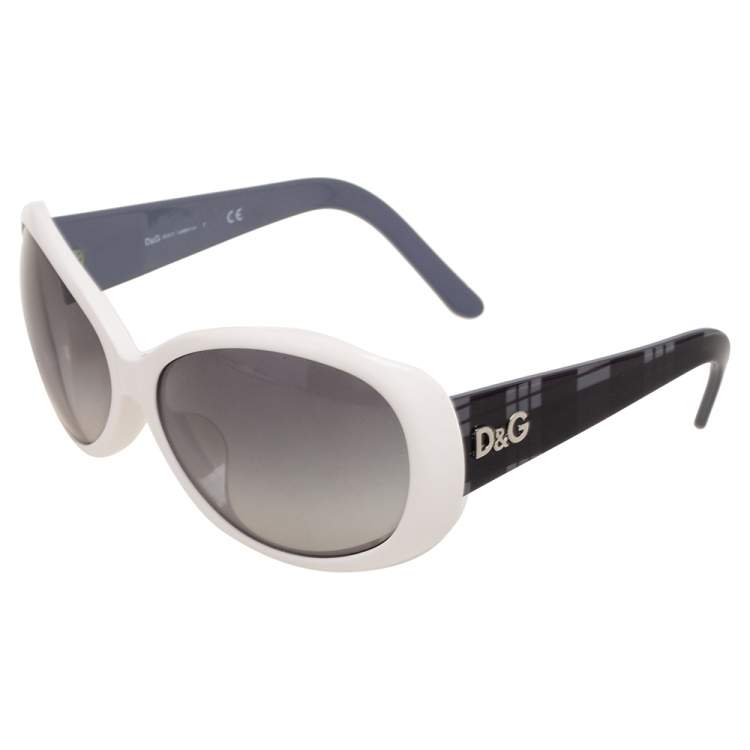 Pre Owned D&G White / Grey Gradient 3030A Oval Sunglasses