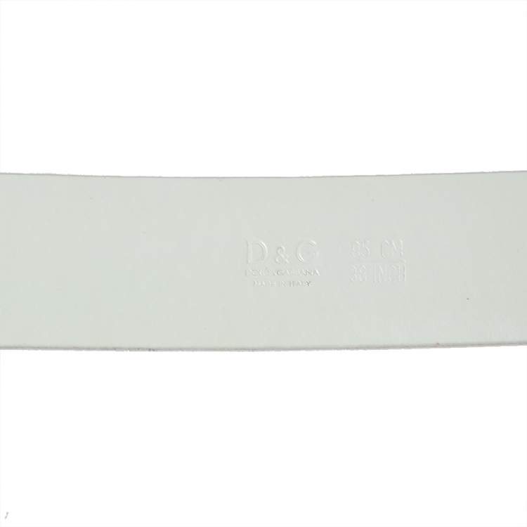 Pre Owned D&G White/Red Patent Leather Logo Belt 95CM