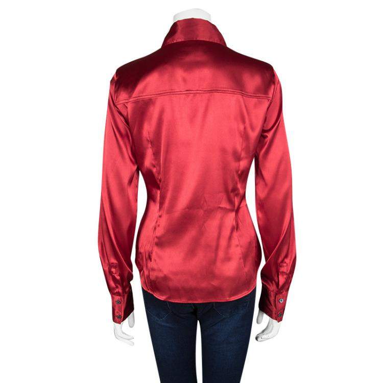 Pre Owned D&G Red Button Front Long Sleeve Shirt M