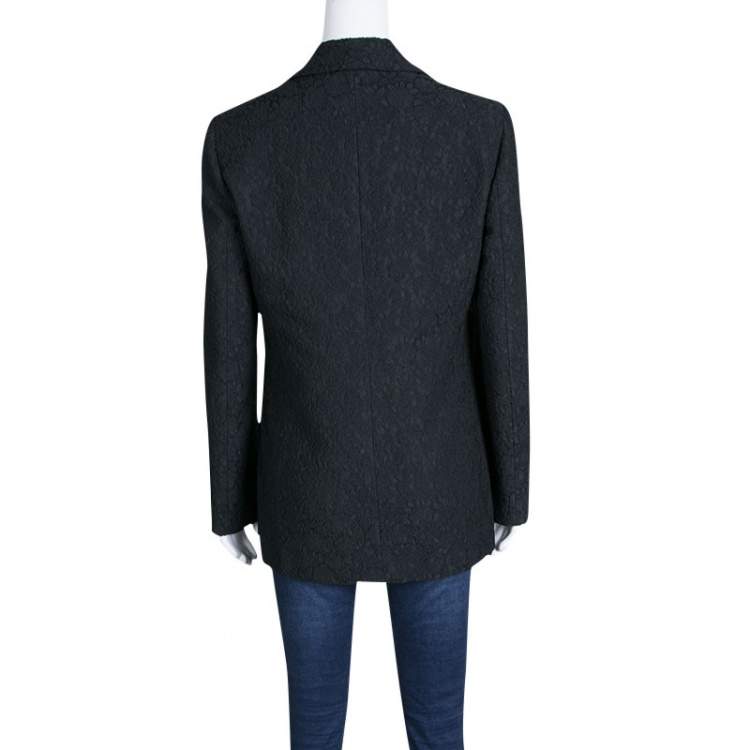 Pre Owned D&G Black Floral Jacquard Double Breasted Blazer M