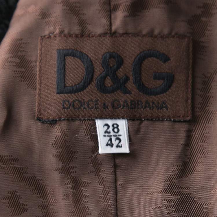 Pre Owned D&G Black Floral Jacquard Double Breasted Blazer M
