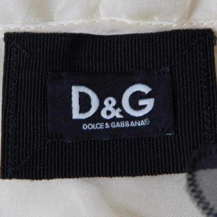 Pre Owned D&G Cream Silk Organza Butterfly Applique Detail Sheer Blouse M