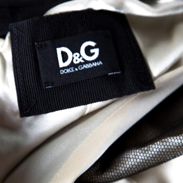 Pre Owned D & G Black Ruched Mesh Overlay Tank Top S