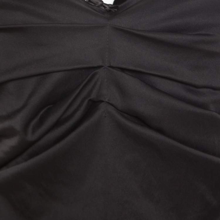 Pre Owned D&G Black Draped Lace Bodice Trim Detail Top M