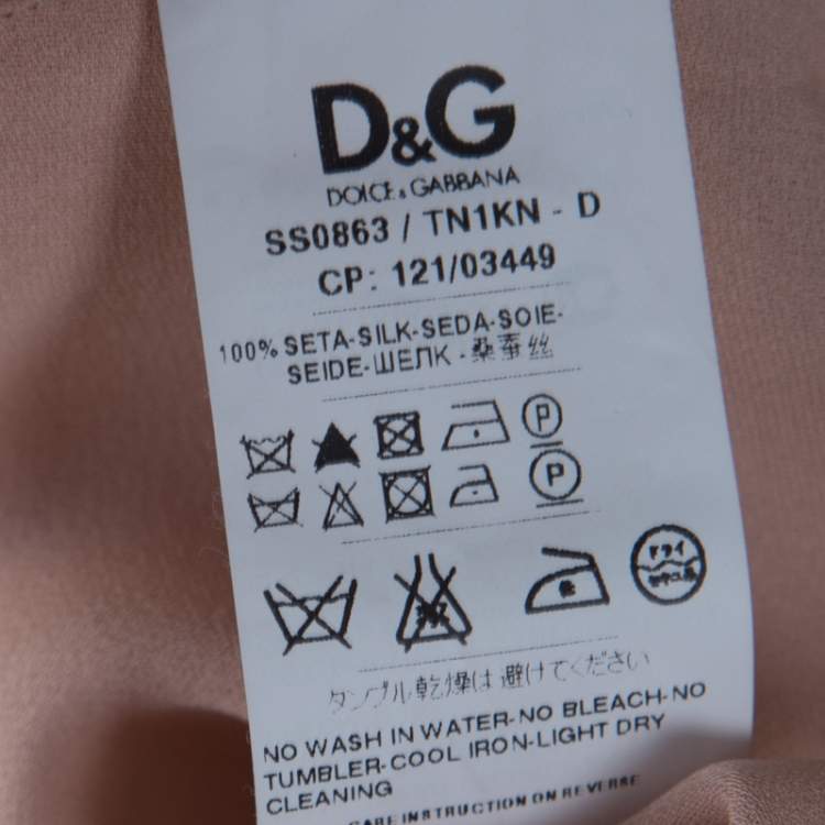 Pre Owned D & G Beige Silk Raw Edged Trim High Low Top S