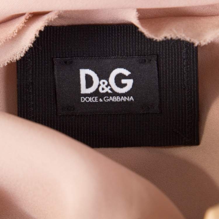Pre Owned D & G Beige Silk Raw Edged Trim High Low Top S