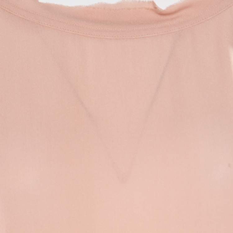 Pre Owned D & G Beige Silk Raw Edged Trim High Low Top S