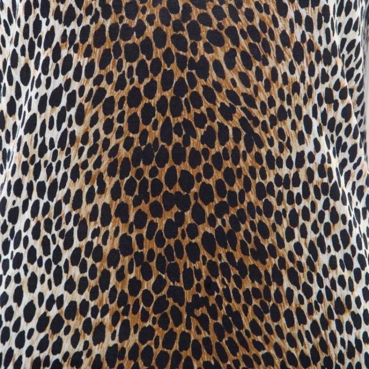 Pre Owned D&G Multicolor Animal Printed Silk Jersey V-Neck Sweater M