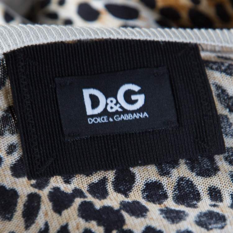Pre Owned D&G Multicolor Animal Printed Silk Jersey V-Neck Sweater M
