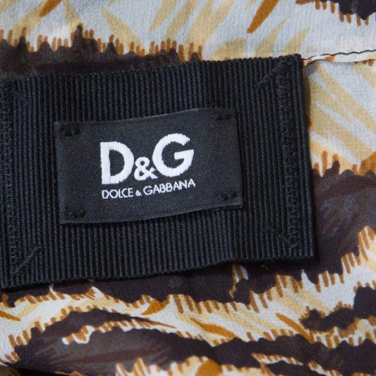 Pre Owned D&G Multicolor Animal Printed Sheer Silk Kimono Style Blouse M