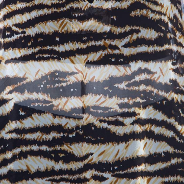 Pre Owned D&G Multicolor Animal Printed Sheer Silk Kimono Style Blouse M