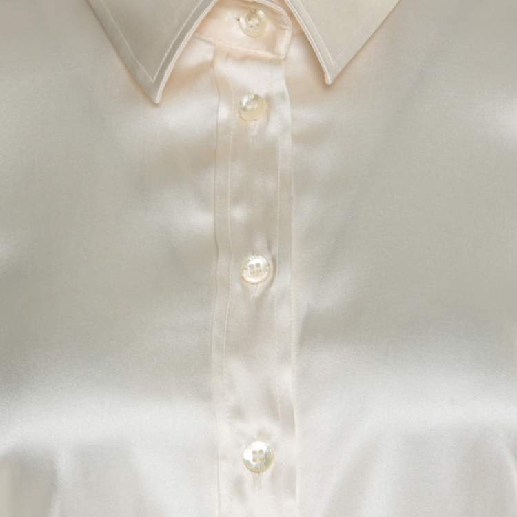 Pre Owned D&G Off White Satin Long Sleeve Shirt S