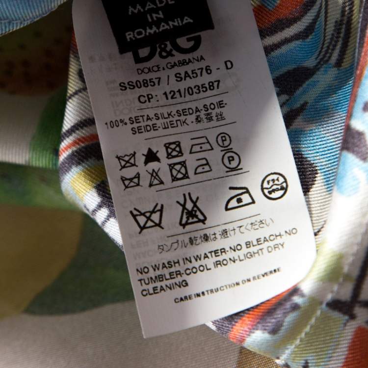 Pre Owned D&G Multicolor Abstract Tropical and Baroque Printed Silk Button Front Shirt M 