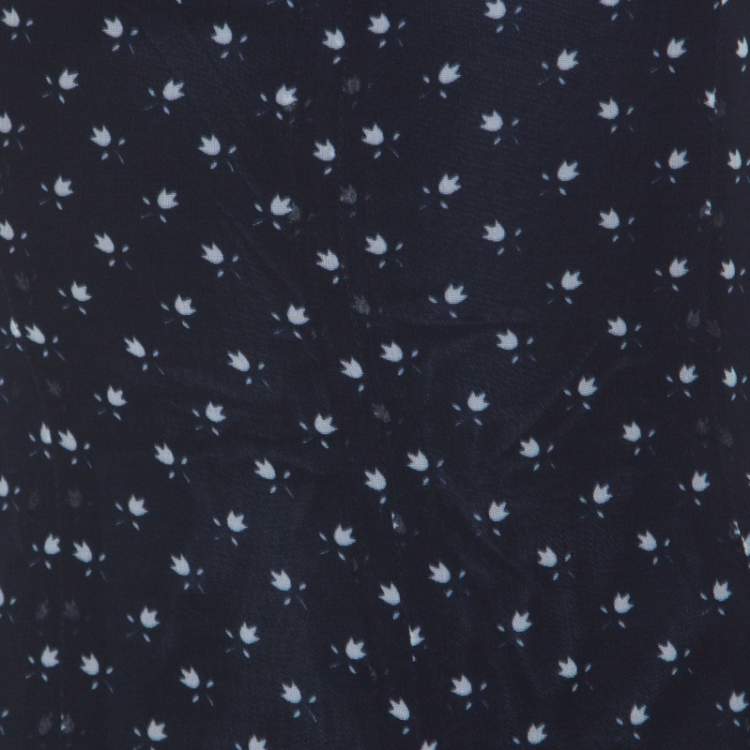 Pre Owned D&G Navy Blue and White Printed Crepe Sleeveless Skater Dress S 