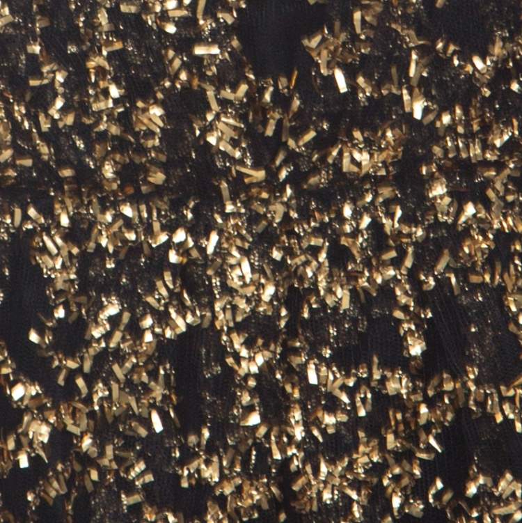 Pre Owned D&G Black Tulle and Gold Confetti Embellished Cocktail Dress S 