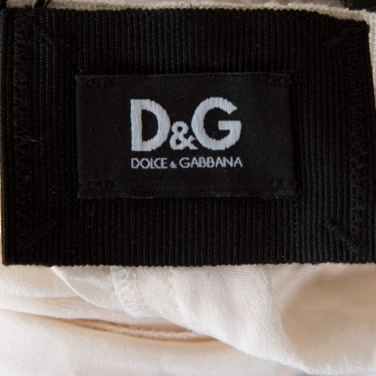 Pre Owned D&G Cream Lace Frill Detail Shorts XS 