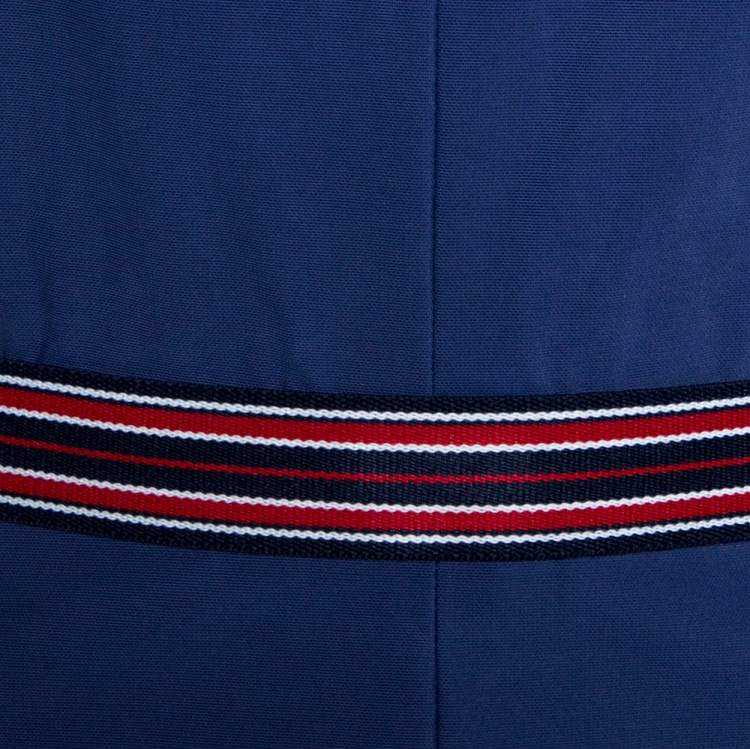 Pre Owned D&G Blue Synthetic Grosgrain Trim Detail Midi Dress L