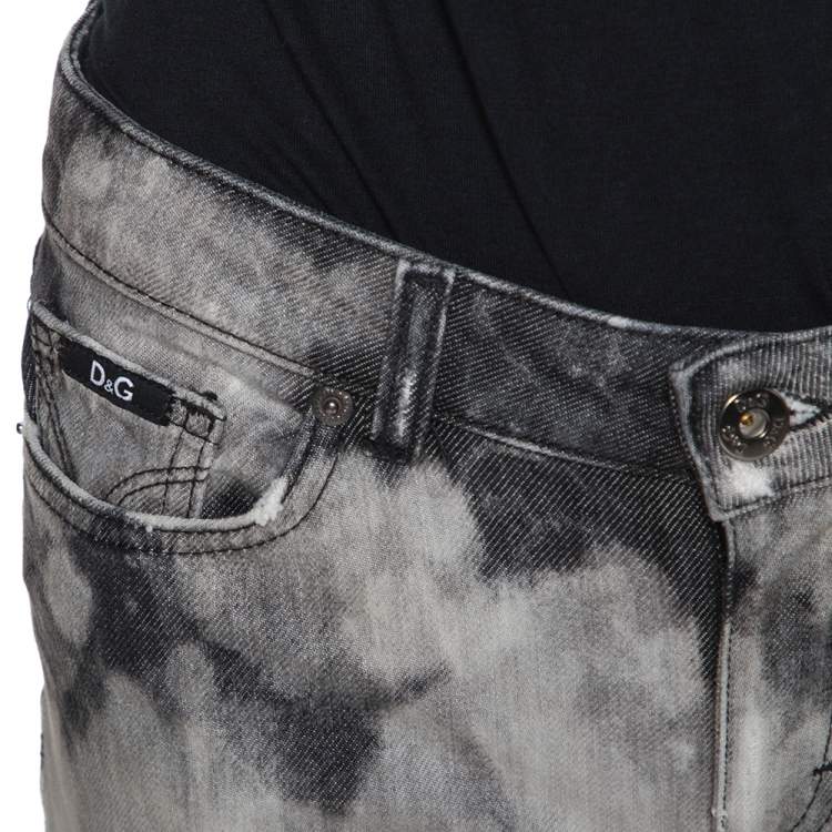 Pre Owned D&G Grey Acid Washed Denim Straight Fit Jeans S