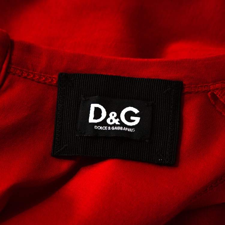 Pre Owned D&G Red Stretch Cotton Sleeveless Midi Dress XL