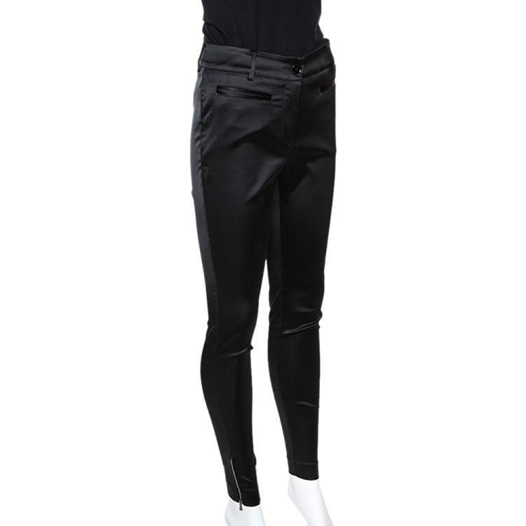 Pre Owned D&G Black Stretch Satin Zipper Detail Tapered Pants S