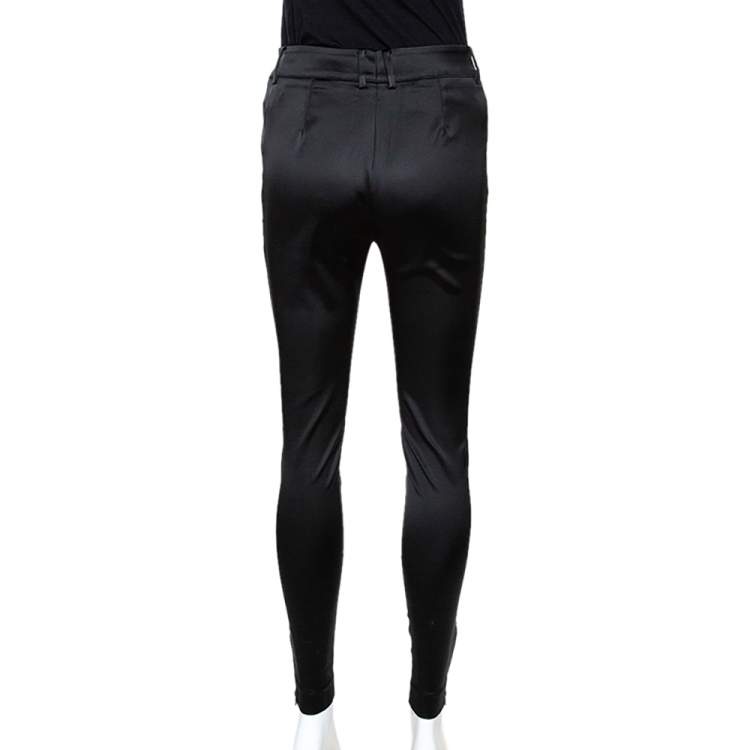 Pre Owned D&G Black Stretch Satin Zipper Detail Tapered Pants S