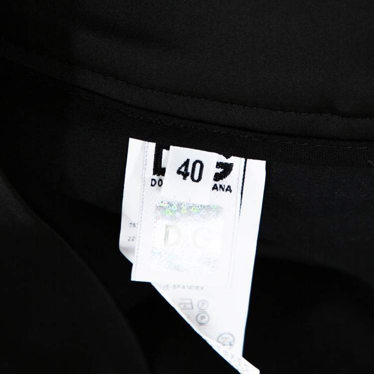 Pre Owned D&G Black Stretch Satin Zipper Detail Tapered Pants S