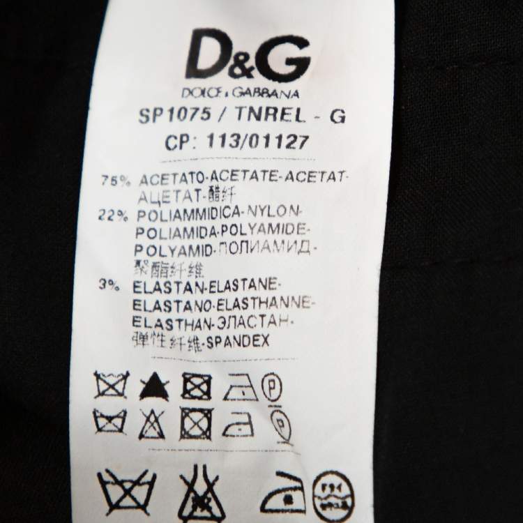 Pre Owned D&G Black Stretch Satin Zipper Detail Tapered Pants S