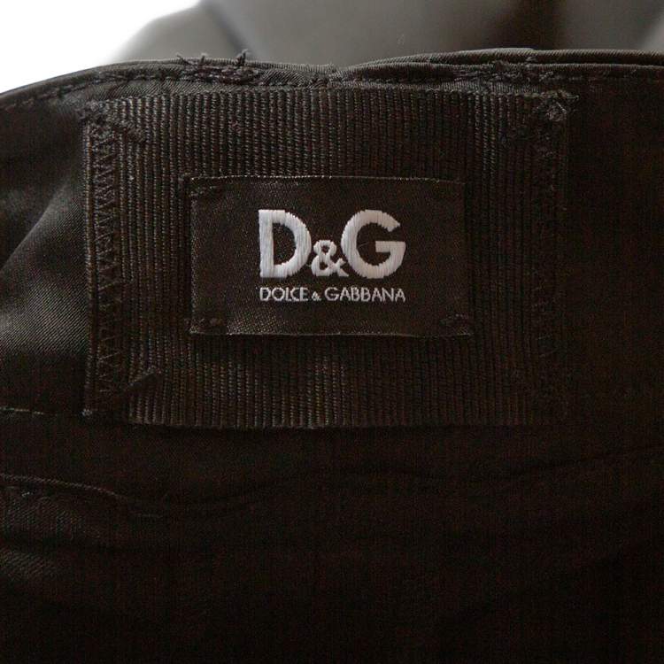 Pre Owned D&G Black Stretch Satin Zipper Detail Tapered Pants S