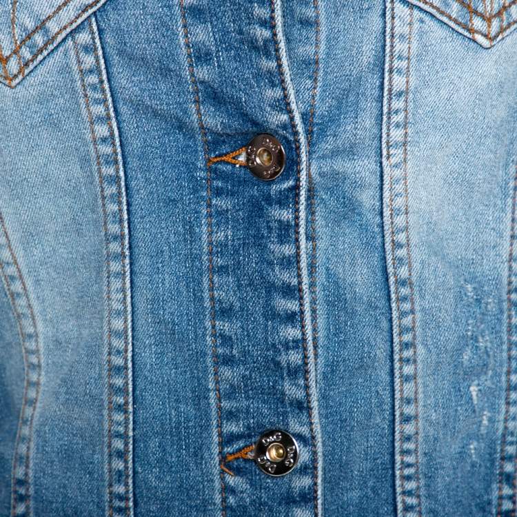 Pre Owned D&G Blue Medium Washed Denim Button Front Jacket M
