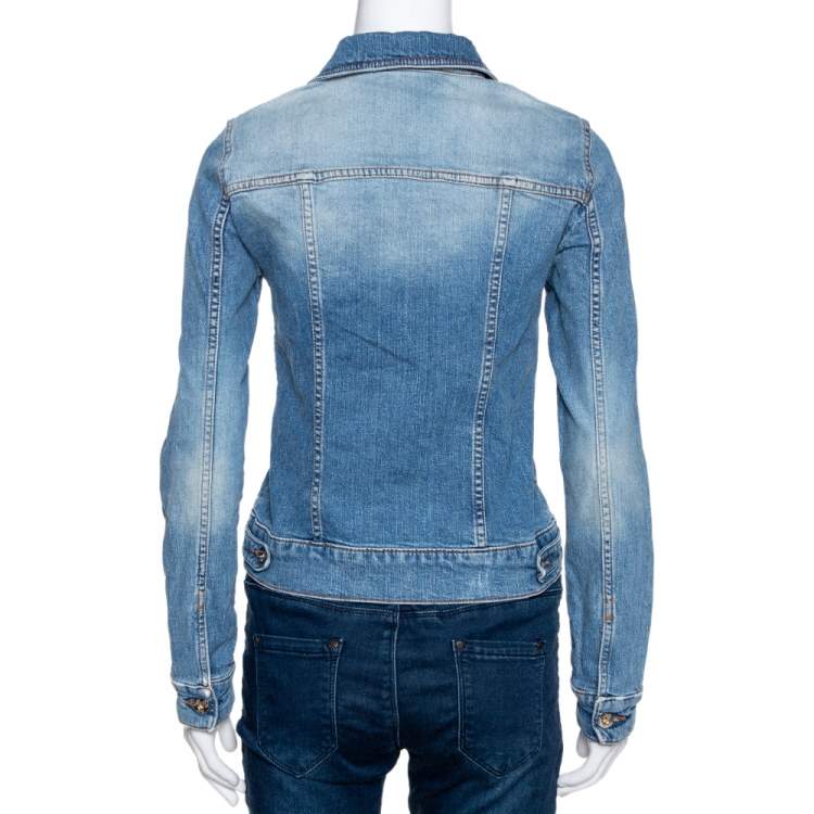 Pre Owned D&G Blue Medium Washed Denim Button Front Jacket M