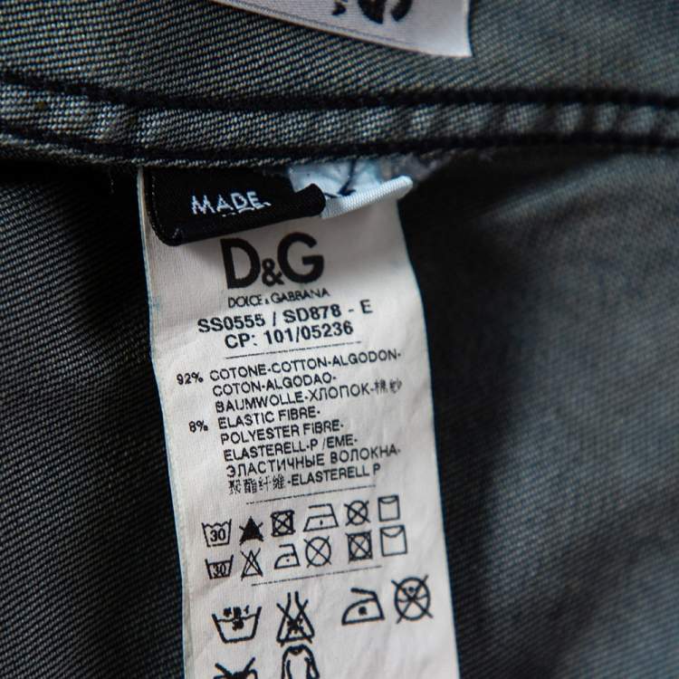 Pre Owned Dolce & Gabbana Blue Faded Effect Denim Shirt XS
