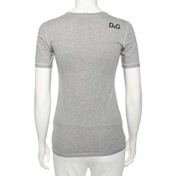 Pre Owned D&G Grey Cotton Bettie Page Print T-Shirt M