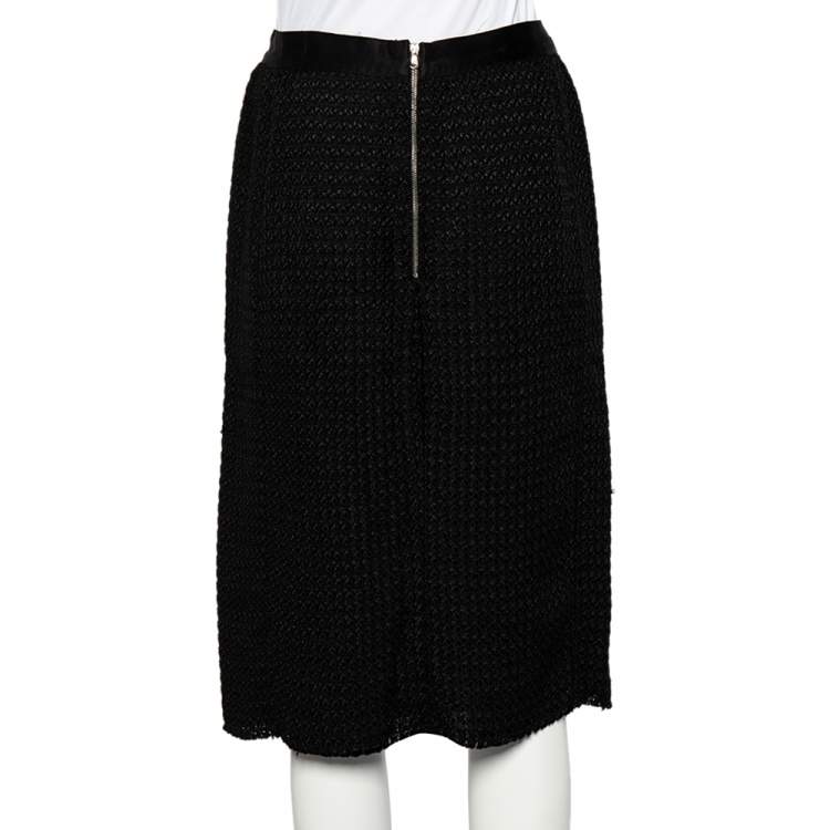 Pre Owned D&G Black Textured Wool Blend Pencil Skirt L