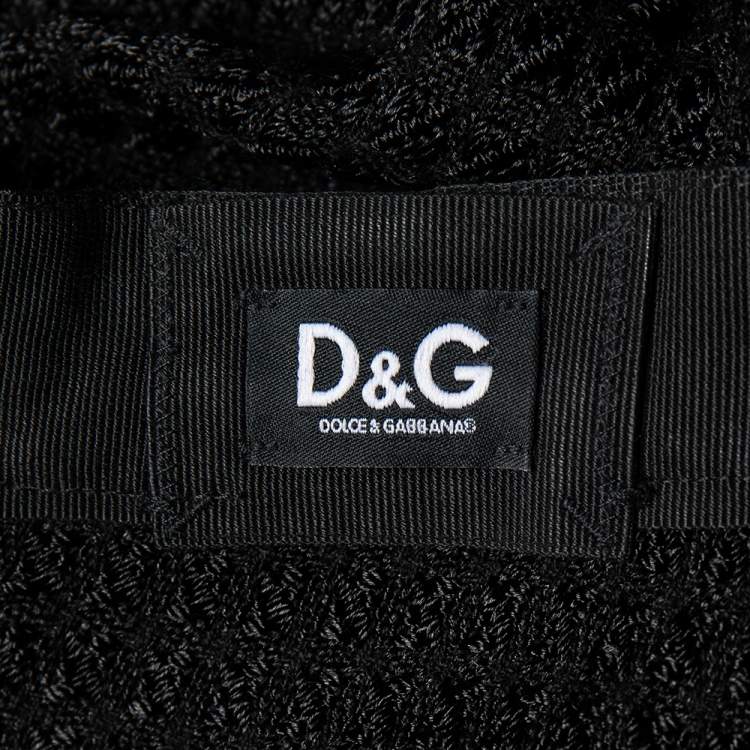 Pre Owned D&G Black Textured Wool Blend Pencil Skirt L
