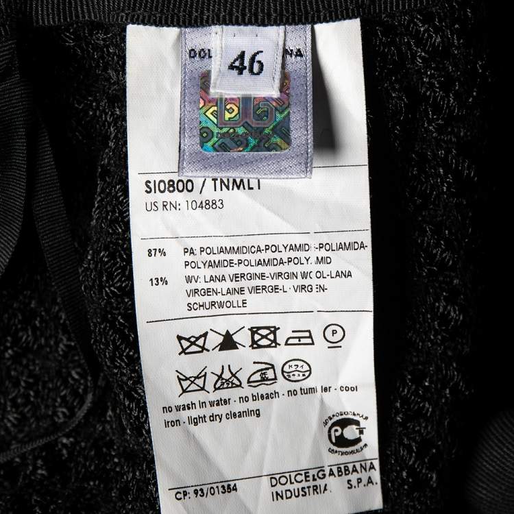 Pre Owned D&G Black Textured Wool Blend Pencil Skirt L
