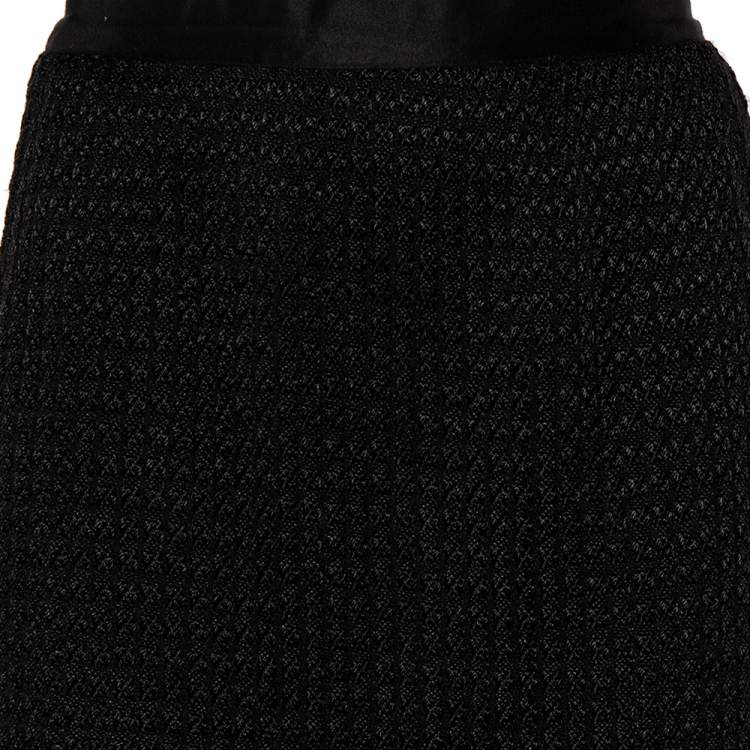 Pre Owned D&G Black Textured Wool Blend Pencil Skirt L