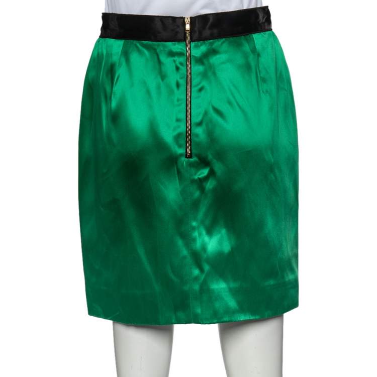 Pre Owned D&G Green Satin Mini Skirt M
