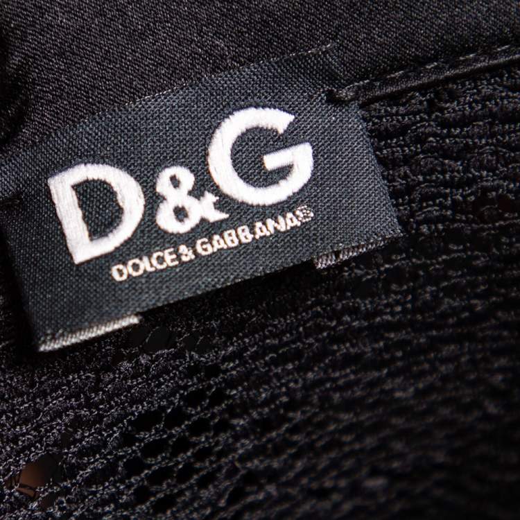 مملوكة مسبقًا D&G Black Lace And Satin Trim Button Down Belted Midi Dress S