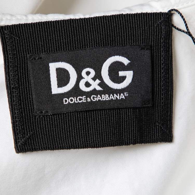 Pre Owned D&G White Cotton Sailor Collared Button Front Cropped Jacket S