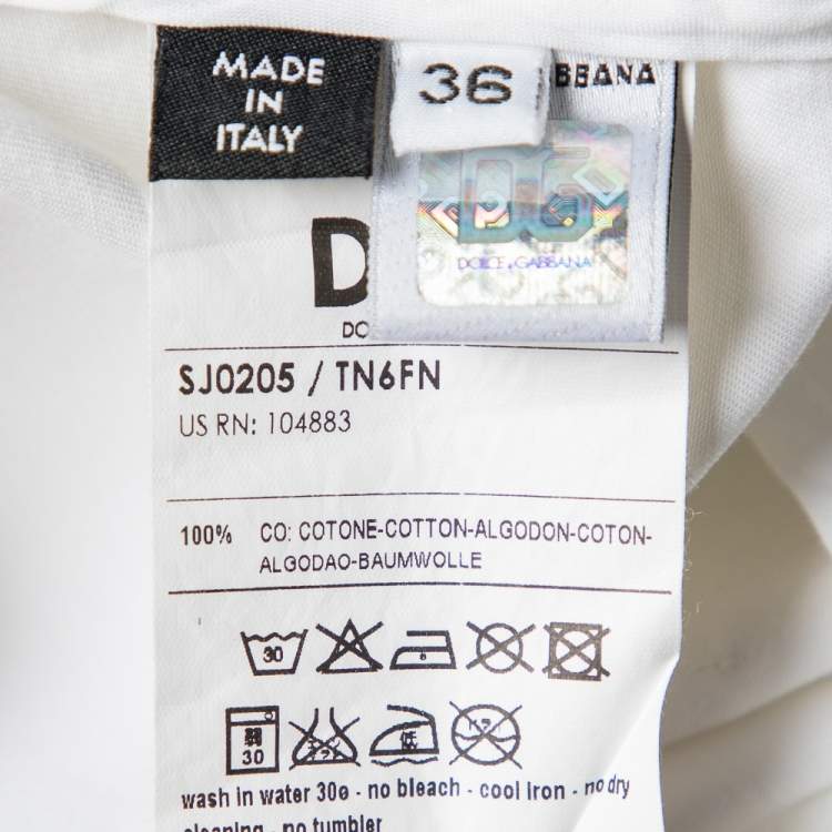 Pre Owned D&G White Cotton Sailor Collared Button Front Cropped Jacket S