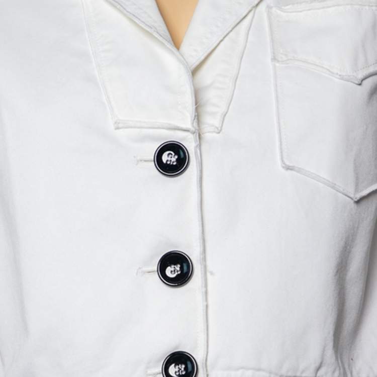 Pre Owned D&G White Cotton Sailor Collared Button Front Cropped Jacket S