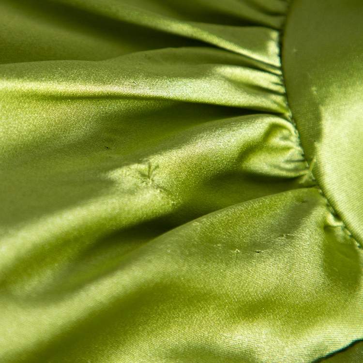 Pre Owned D&G Green Silk Pleated Yolk Detailed Sleeveless Blouse M