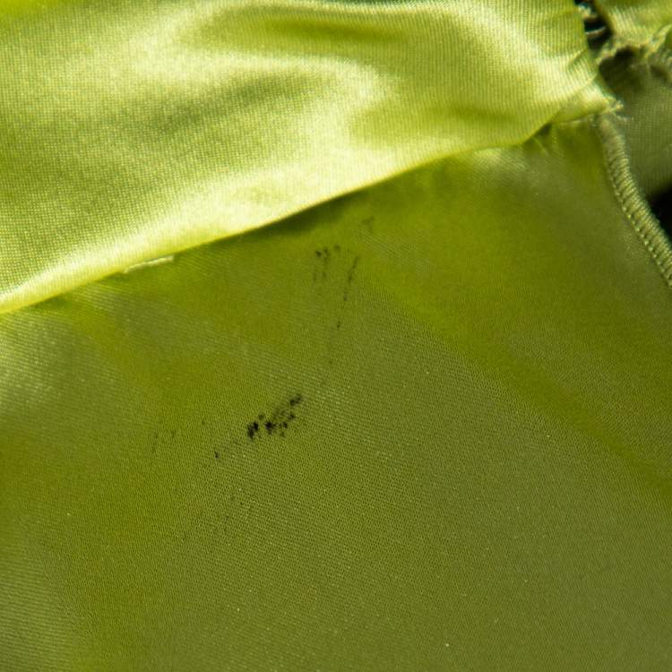 Pre Owned D&G Green Silk Pleated Yolk Detailed Sleeveless Blouse M