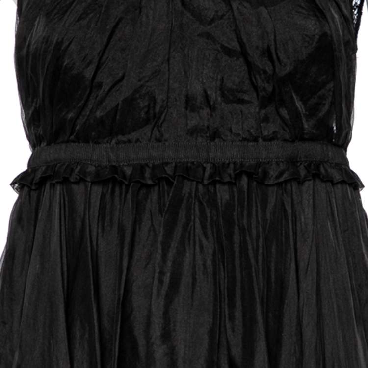 Pre Owned D&G Black Sheer Silk Lace Trim Sleeveless Dress M