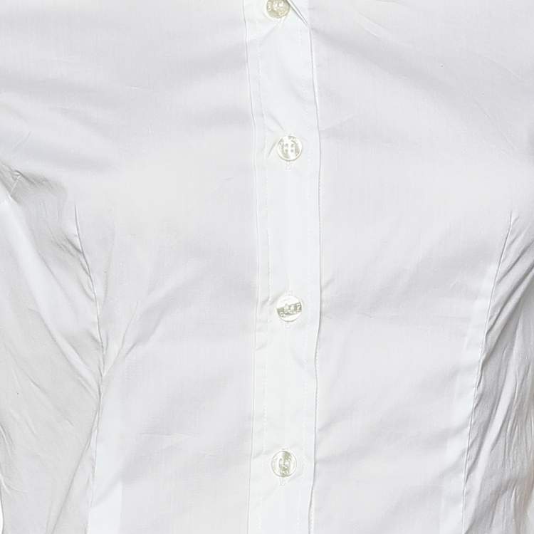 Pre Owned D&G White Cotton Short Sleeve Shirt S